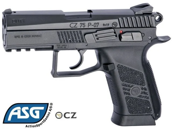 ASG CZ75 P-07 Duty Blowback Siyah Havalı Tabanca – 4.5mm CO₂ | 110 m/s | 20 BB Kapasiteli