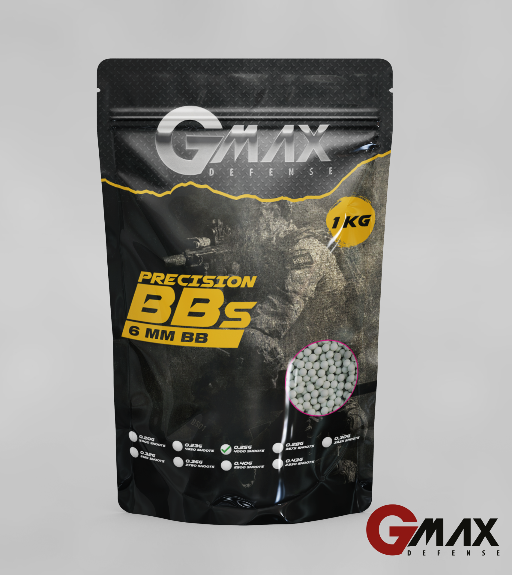 GMax Defense 0,25 Gram 6 mm Airsoft BB 4000 Adet (1 Kg)