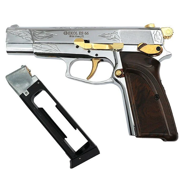 Ekol ES 66 Havalı Tabanca 4.5 mm - Parlak Beyaz Altın İşlemeli