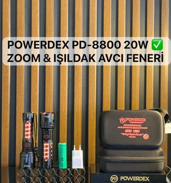 Powerdex PD-8800 20W 2000 Lümen Zoom & Işıldak Profesyonel Avcı El Feneri