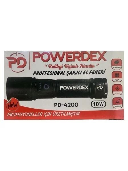 Powerdex PD-4200 10W 650 Lümen Şarjlı LED El Feneri