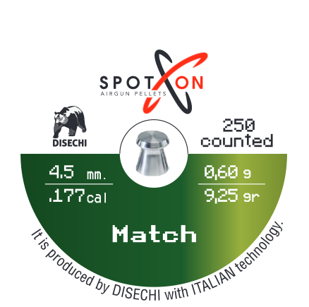 Spoton Match 4,5 mm Havalı Tüfek Saçması (9,26 Grain - 250 Adet)