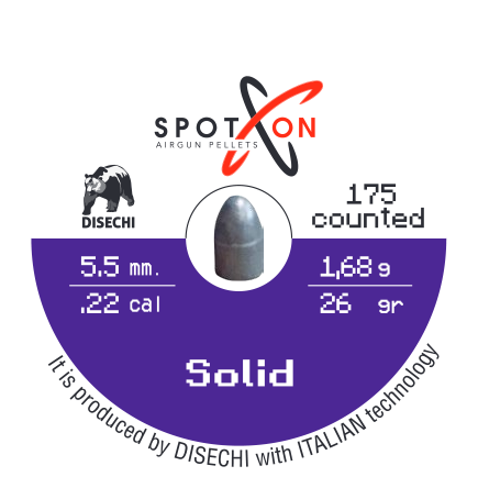 Spoton Solid 5,5 mm Havalı Tüfek Saçması (26 Grain - 175 Adet)