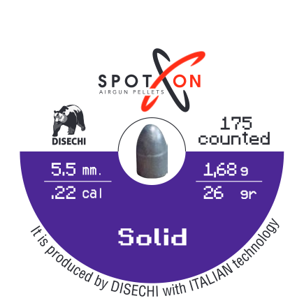 Spoton Solid 5,5 mm Havalı Tüfek Saçması (26 Grain - 175 Adet)