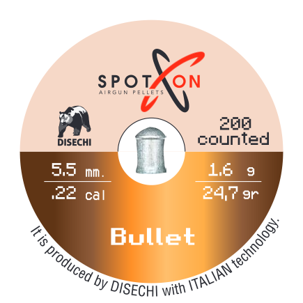 Spoton Bullet 5,5 mm Havalı Tüfek Saçması (24,69 Grain - 200 Adet)