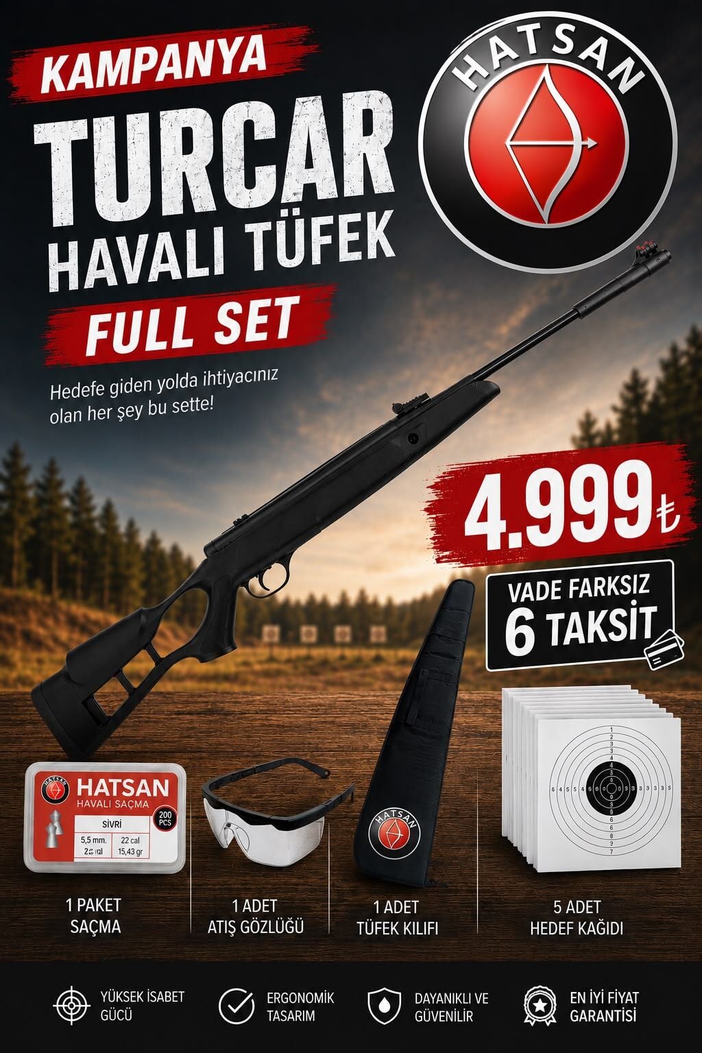Hatsan Turcar Havalı Tüfek Full Set 5.5 mm