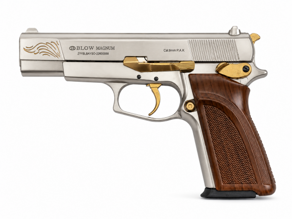 Blow Magnum İşlemeli Altın Parçalı Kurusıkı Tabanca Saten