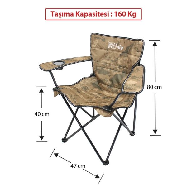 GrayWolf Quatro Bardaklı Katlanır Kamp Sandalyesi - Çöl